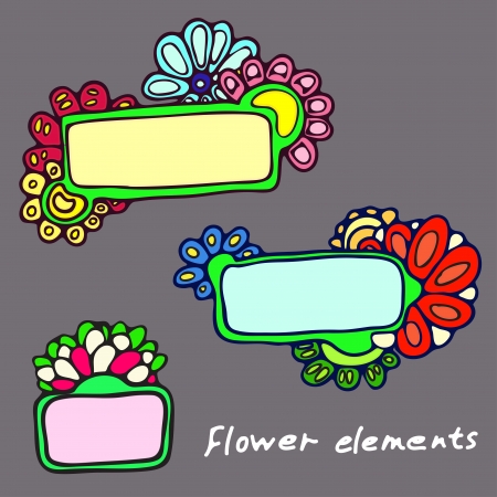 three  plates on background patterns of flowersのイラスト素材