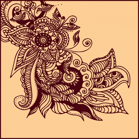 illustration of  abstract pattern of a tattoo hennaのイラスト素材