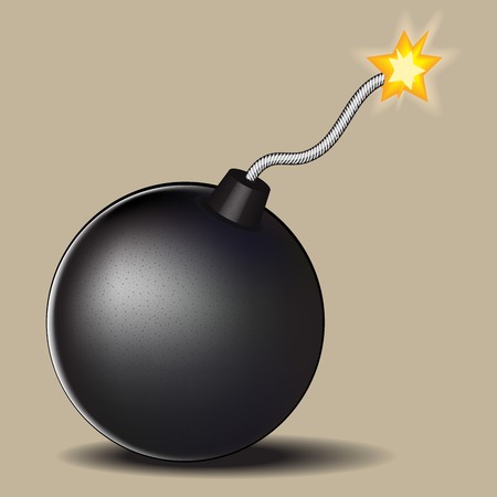 vector illustration of a bomb with burning fuseのイラスト素材