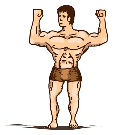 vector illustration of posing bodybuilder in pantsのイラスト素材