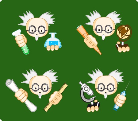  vector illustration of icons of scientists with toolsのイラスト素材