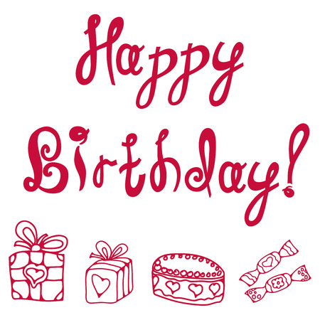 illustration of an inscription "happy birthday!"のイラスト素材