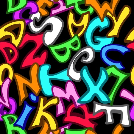 vector illustration of  seamless pattern with letters in graffiti styleのイラスト素材