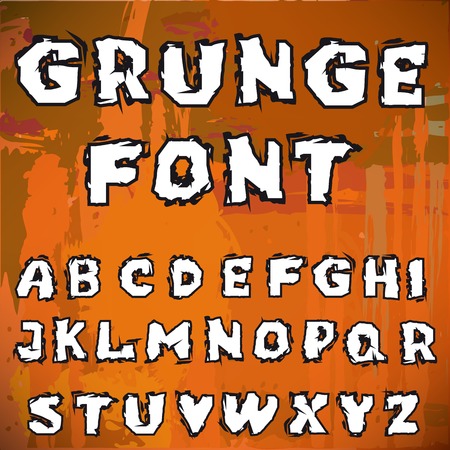 vector illustration of  English alphabet in grunge styleのイラスト素材