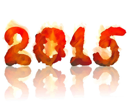 illustration of burning 2015 year on a white backgroundのイラスト素材
