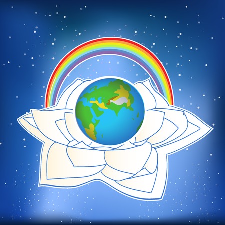 vector illustration of Earth on a lotusのイラスト素材
