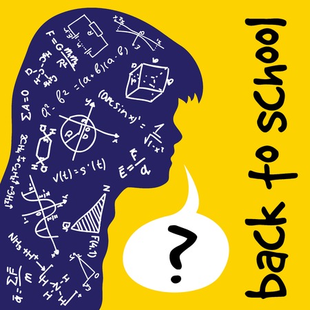 silhouette of school student with formulas in headのイラスト素材