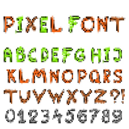 alphabet - pixel  set of letters for design in computer gameのイラスト素材