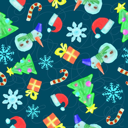 vector illustration of Christmas seamless pattern - holiday backgroundのイラスト素材