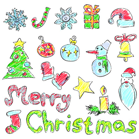 vector illustration of Christmas doodle icons setのイラスト素材