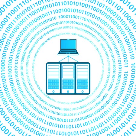 illustration of computer server on digital binary backgroundのイラスト素材