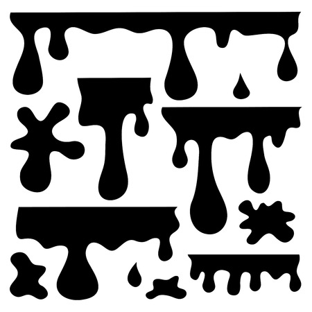 vector silhouettes set of blots, splashes and smudgesのイラスト素材