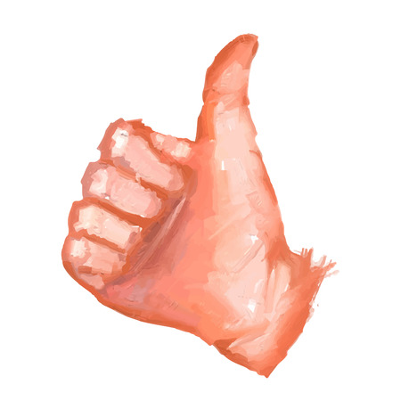 vector drawn hand with a raised thumb - a like signのイラスト素材