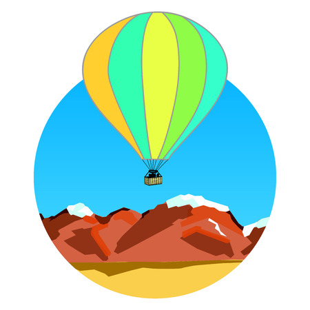 illustration of air balloon on mountain rangeの写真素材