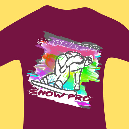 bright vector print for teenage with snowboarderのイラスト素材