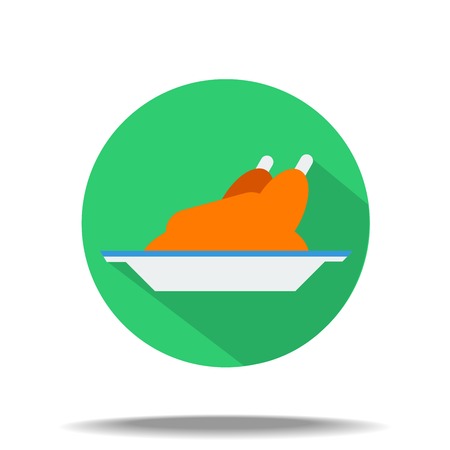 vector flat icon - fried chicken on a platterのイラスト素材