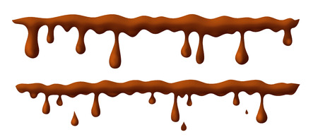 vector set of isolated chocolate smudges and dropsのイラスト素材