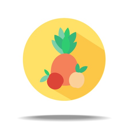 vector flat fruit icon - pineapple and two applesのイラスト素材
