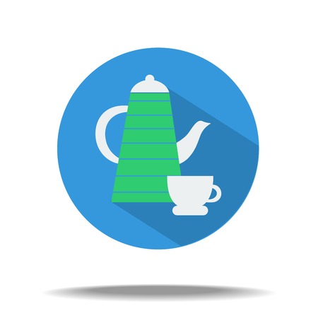 vector flat icon - teapot with tea and cupのイラスト素材
