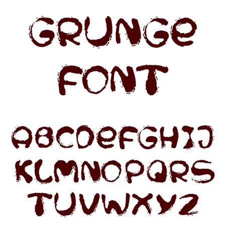 vector set of  English font in grunge styleのイラスト素材