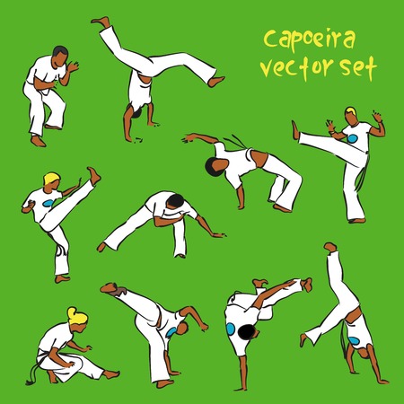 vector set of isolated brazilian capoeira fightingのイラスト素材