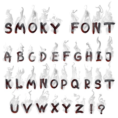 vector set of  English smoky font for designのイラスト素材
