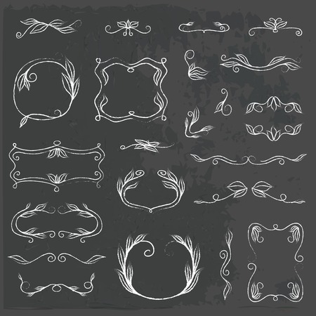 vector set of borders and monograms in vintage styleのイラスト素材