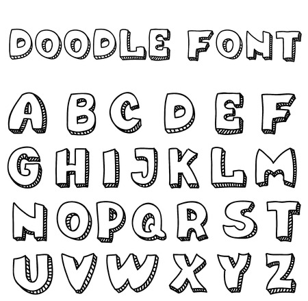 English alphabet in doodle style for designのイラスト素材