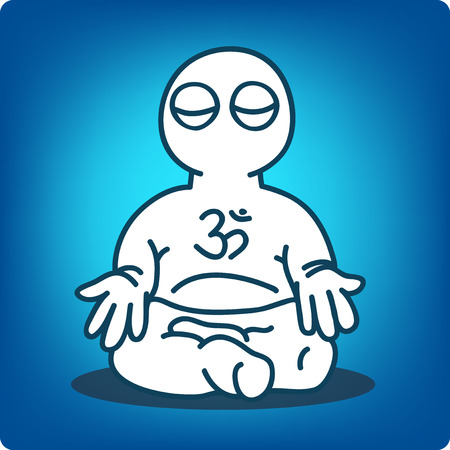 Man in meditation on blue background. のイラスト素材