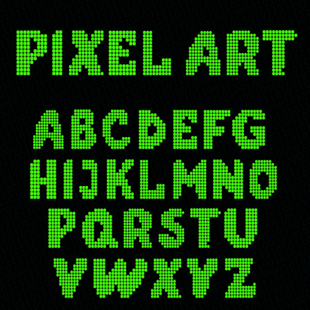 Vector pixel font. English alphabet for pixel artのイラスト素材