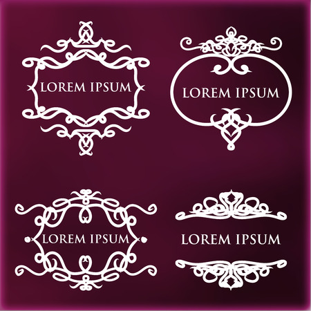Vintage frames and monograms for labels and signage. Vector set.のイラスト素材