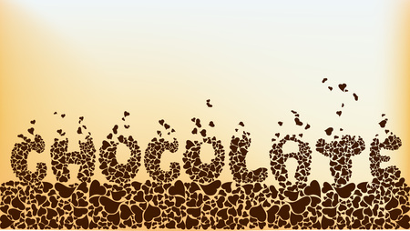 Inscription chocolate of heart shapes. Vector stock illustrationのイラスト素材