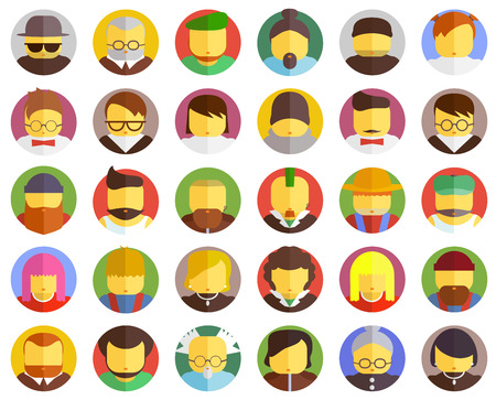 Flat face icons. Vector set. Stock illustrationのイラスト素材