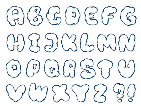 vector illustration of doodle cloud font for designのイラスト素材