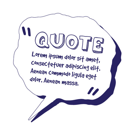 Vector quote bubble in doodle style. Empty template on white background.のイラスト素材