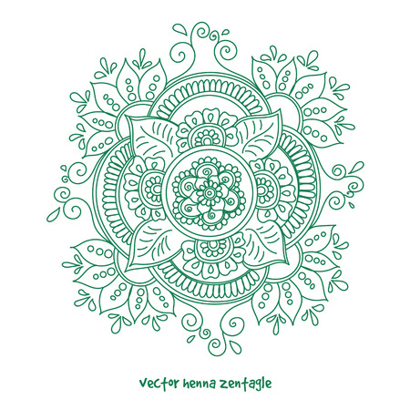 Vector abstract mandala of tattoo henna. Isolated zentagle for design on white background.のイラスト素材