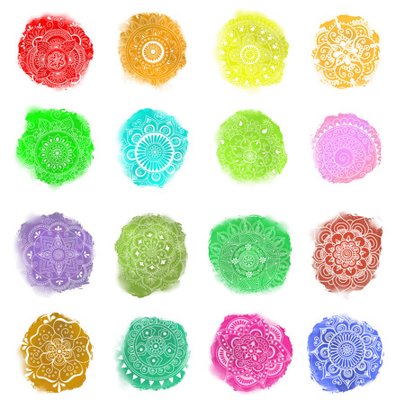 set of abstract mandala. Isolated blots for design on white background.のイラスト素材