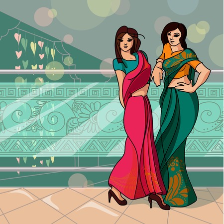 Indian fashion set. Vector stock illustration for design on white backgroundのイラスト素材