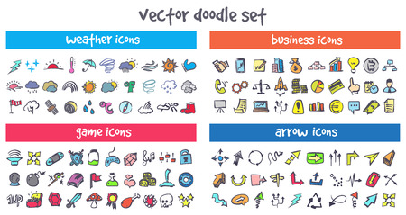 A vector doodle icons setのイラスト素材