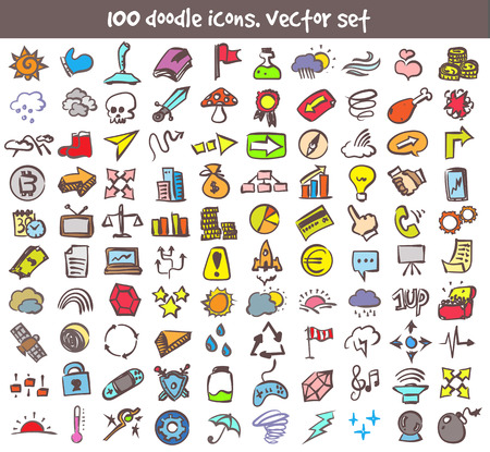 A vector doodle icons setのイラスト素材