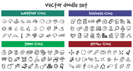 A vector doodle icons setのイラスト素材