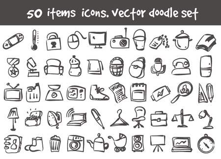 doodle icons setのイラスト素材