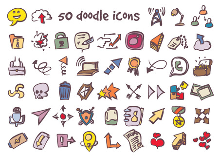doodle icons set. Stock cartoon signs for design.のイラスト素材