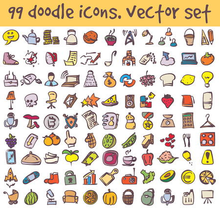 doodle icons set. Stock cartoon signs for design.のイラスト素材