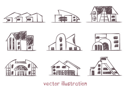 Sketch of modern house.のイラスト素材