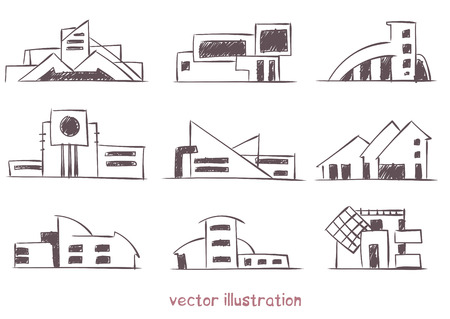 Sketch of modern house.のイラスト素材