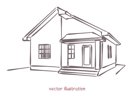 Sketch of individual house.のイラスト素材