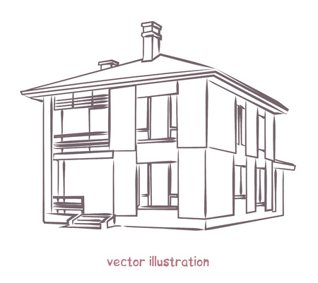 Sketch of individual house.のイラスト素材