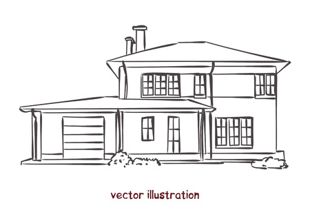 Sketch of wooden house.のイラスト素材