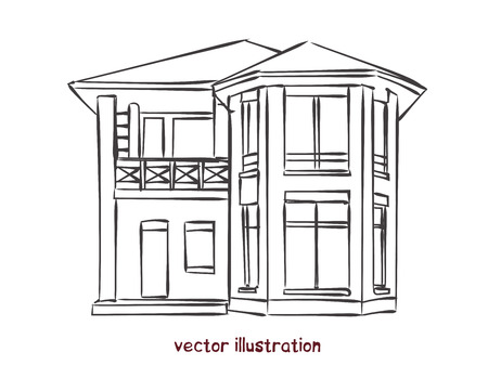 Sketch of wooden house.のイラスト素材
